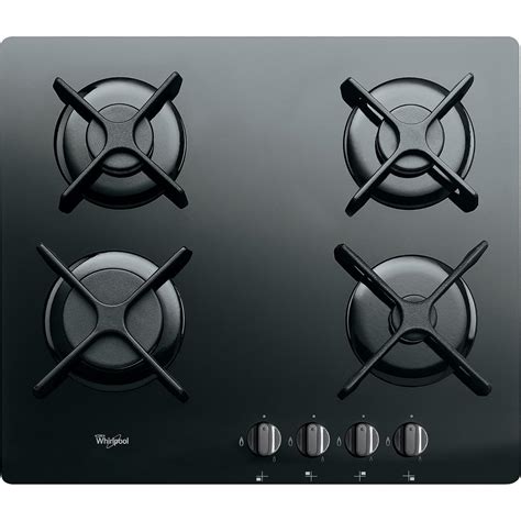 whirlpool black glass gas hob